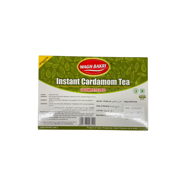 Wagh Bakri Instant Cardamom Tea Unsweetened, 10 Sachets
