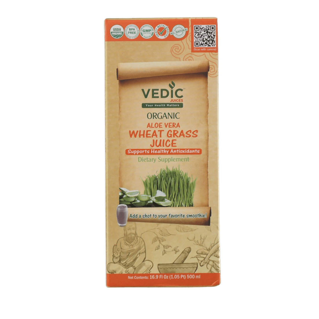 Vedic Organic Aloe Vera Wheat Grass Juice 169fl Oz Jaldi 3000