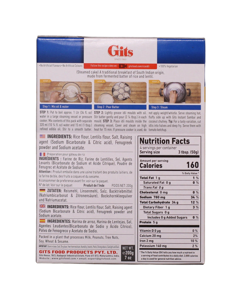 Gits Rice Idli Ready To Cook Mix, 200g