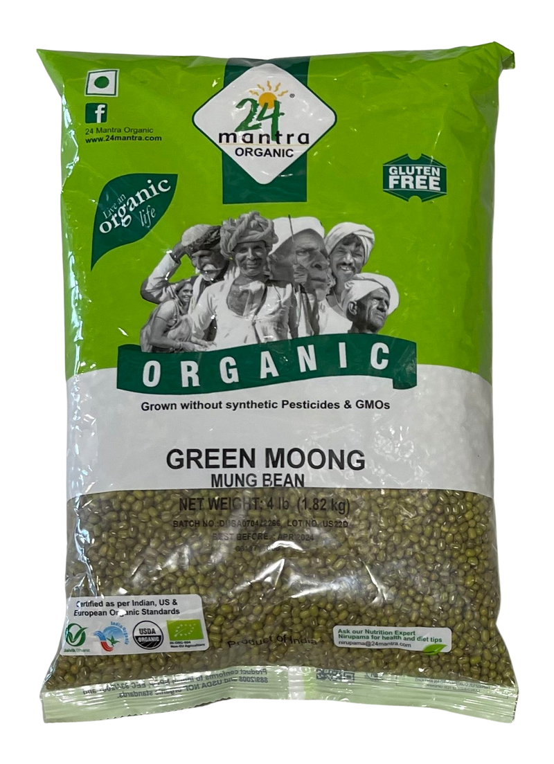 24 Mantra Organic Green Moong Whole, 4lb
