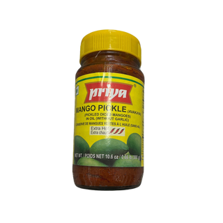 Priya Extra Hot Mango Pickle Without Garlic, 300 g