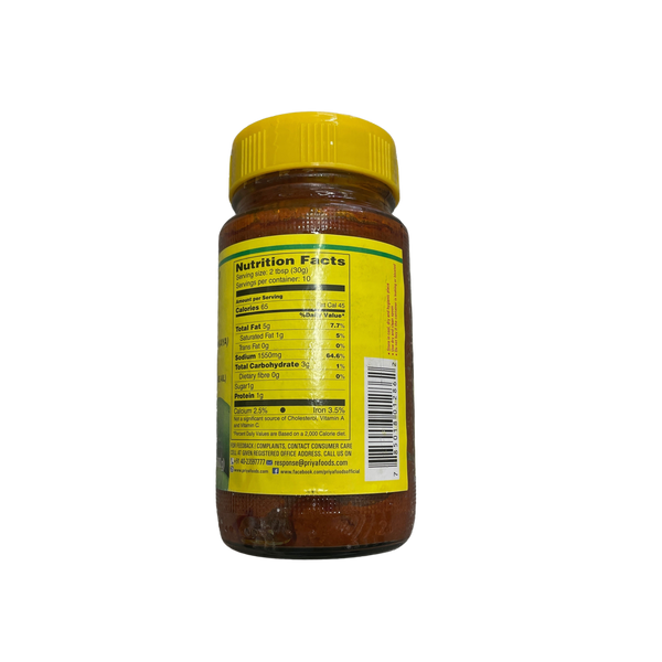 Priya Extra Hot Mango Pickle Without Garlic, 300 g