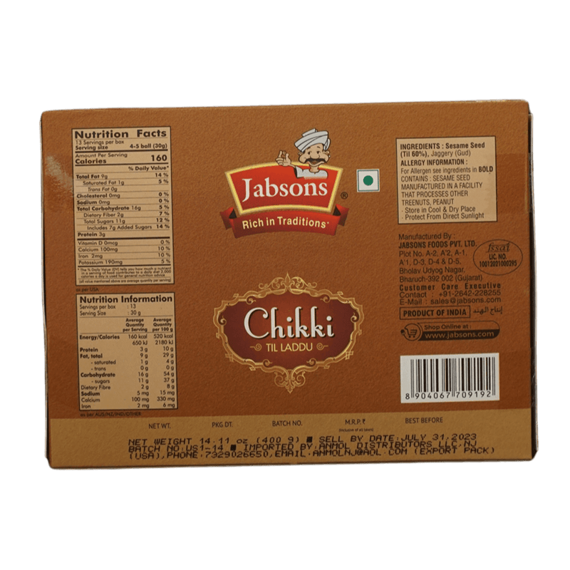 Jabsons Chikki Til Laddu, 400g - jaldi