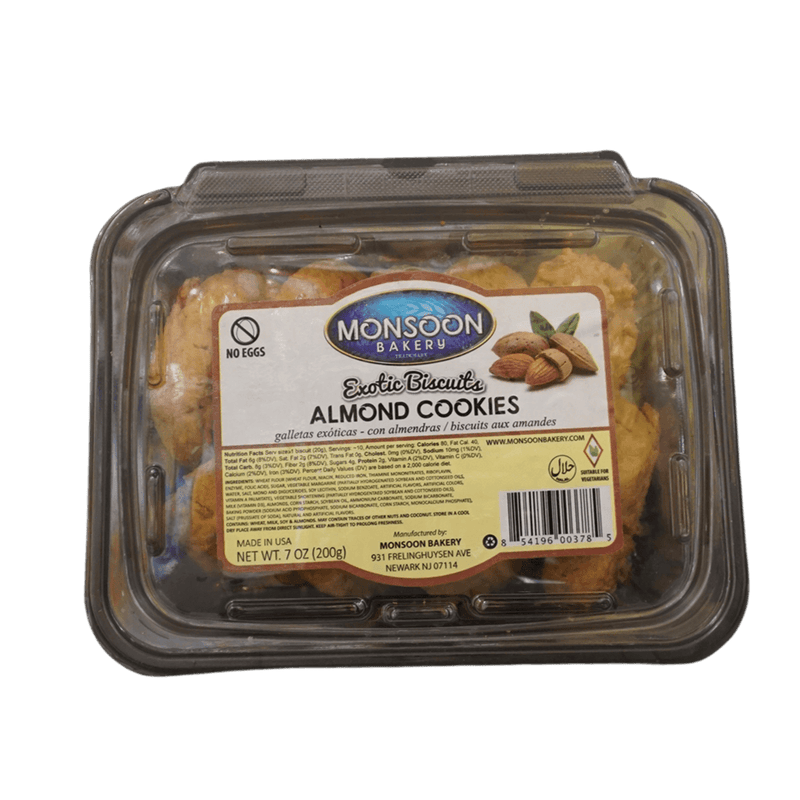 Monsoon Bakery Almond Cookies, 7oz - jaldi