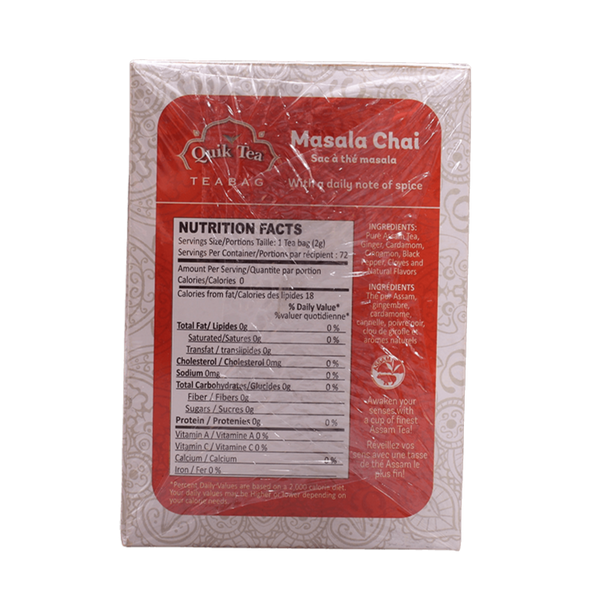 Quik Tea Masala Chai Tea Bag, 144g - jaldi