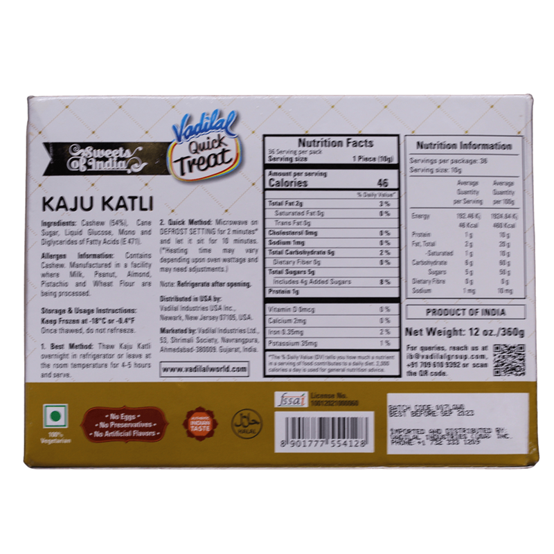 Vadilal Kaju Katli, 360g - jaldi