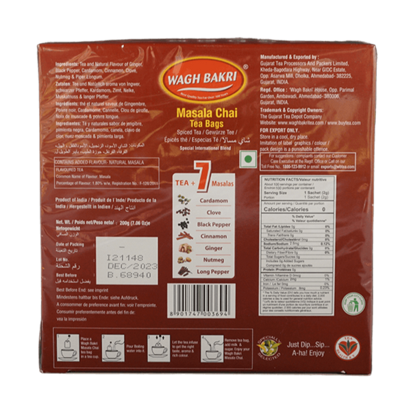 Wagh Bakri Masala Tea Bags, 200g - jaldi