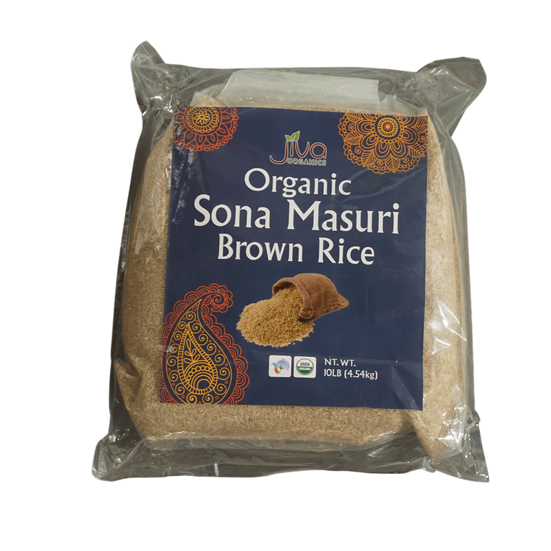 Jiva Organic Brown Sona Masuri Rice, 10lb - jaldi