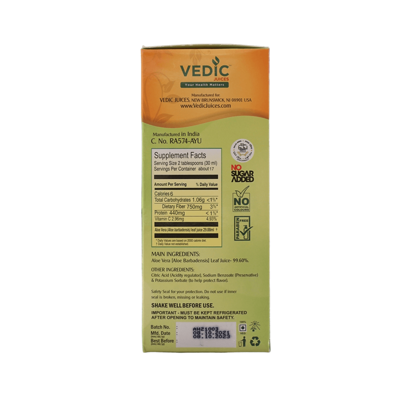 Vedic Aloe Vera, 500ml - jaldi