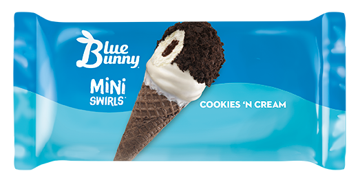 Blue Bunny Mini Swirls Cookies 'N Cream Cones